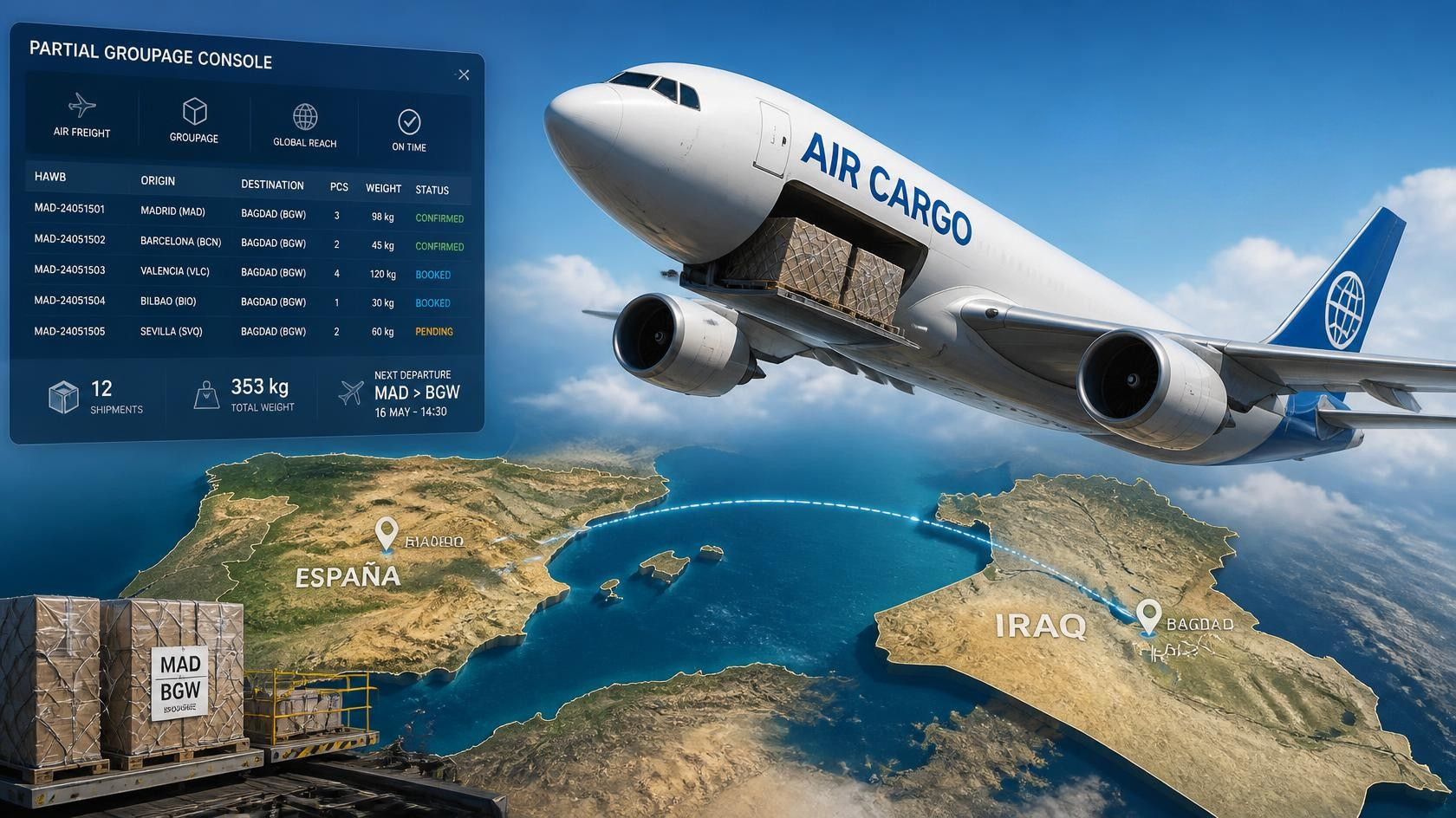 Air cargo from Spain to Iraq